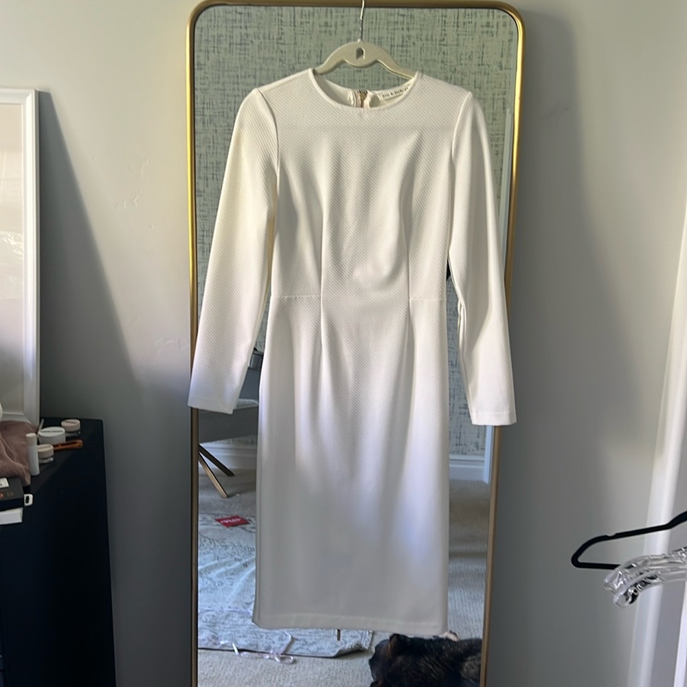5th & Mercer long sleeve midi white dress